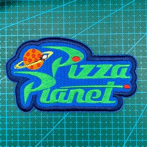 Pizza Planet Logo from Disney & Pixar's Toy Story Fully Embroidered Sew-On and Iron-On Patch, In Three Colors