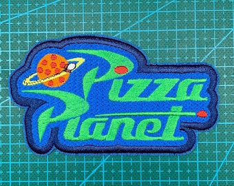 Pizza Planet Logo from Disney & Pixar's Toy Story Fully Embroidered Sew-On and Iron-On Patch, In Three Colors