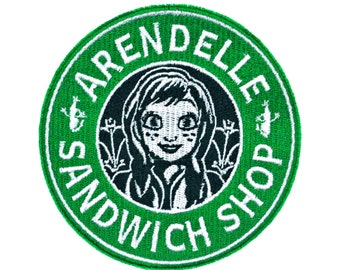 Arendelle Sandwich Shop Starbucks Logo with Anna from Disney's Frozen Fully Embroidered Sew-On & Iron-On Patch