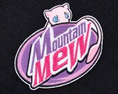 Mountain Mew Mock Mountain Dew Logo feat. Mew Pokemon Fully Embroidered Sew-On Iron-On Patch