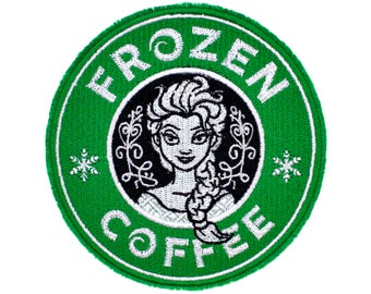 Frozen Coffee Starbucks Logo with Elsa from Disney's Frozen Fully Embroidered Sew-On & Iron-On Patch