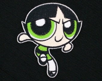 Buttercup (van The Original Powerpuff Girls) volledig geborduurde opnaai- en opstrijkpatch