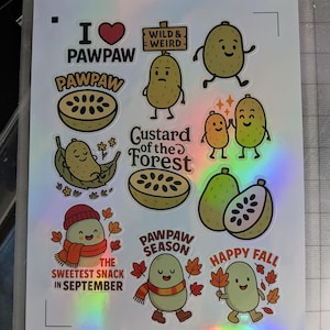 Holographic Pawpaw Sticker Pack - 11 pcs cute pawpaw stickers - Premium weatherproof vinyl