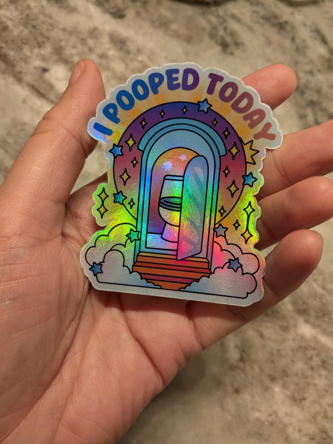Poopy Toady Funny Holographic Poop Sticker: