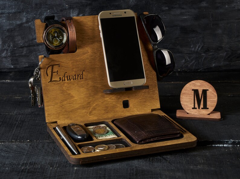 Customized Tech Gift for Him Anniversary Day Desk Organizer Etsy