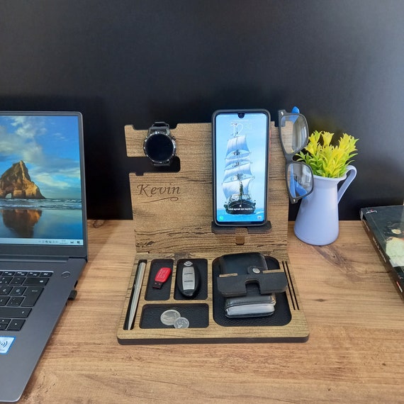 Custom Wood Fathers Day Gift Personalized Wood Desk Organizer Etsy