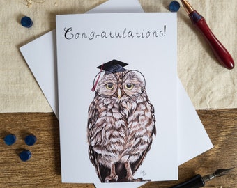 Congratulations On Your Graduation | Graduation Card | Wise Owl | Graduation Owl | A6 Blank Card | Owl Illustration