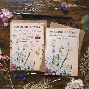 Carte de joyeux anniversaire | Fleurs Naissance | Carte vierge A6 | mois de l'année | Anniversaire de mai | Fantastique | Recettes de potions