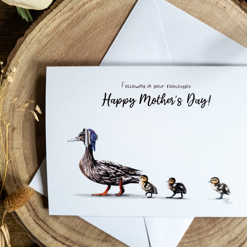 carte pour la fête des mères | Bonne fête des mères | Mère canard | Suivez vos traces | Carte vierge A6 image 2