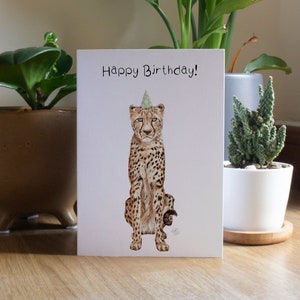 Alles Gute zum Geburtstag | Grumpy Cheetah Big Cat Geburtstagskarte | Geburtstagskarte | Wildtier Illustration | A6 Blanko Karte