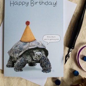 Carte joyeux anniversaire | Ralentissez vous vieillissez | Carte d'anniversaire comédie | Carte vierge A6 | Carte d'anniversaire tortue image 3