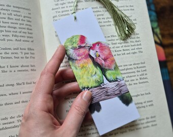 Marque-page oiseaux d'amour | Marque-page animal sauvage | Illustration animale | Oiseaux d'amour