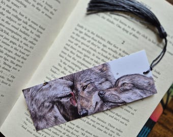 Marque-page meute de loups | Marque-page animal sauvage | Illustration animale | Trois loups | Alpha, bêta