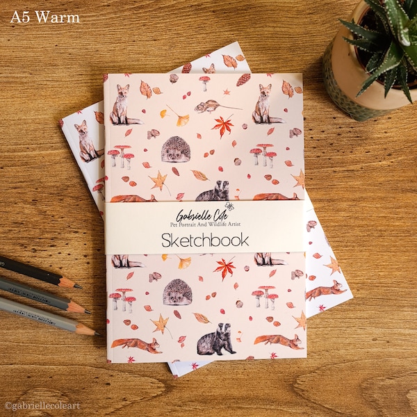 Sketchbook | Recycled Paper Sketchbook | Limited Edition | Autumn Wildlife | British Wildlife | Plain Paper Note Book | A5