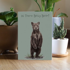 Tarjeta de oso bebé / Bebé recién nacido / Cachorro de oso / Ilustración de cachorro de oso / A6 en blanco / Tarjeta de felicitación de oso bebé