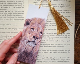 Marque-page Lion | Marque-page animal sauvage | Illustration animale | Gros félin