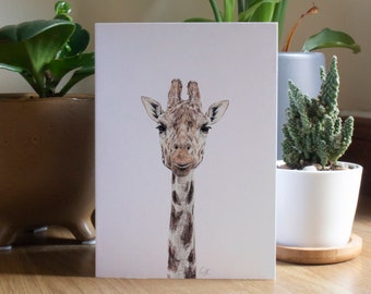Carte de voeux girafe | Illustration de la faune | Carte vierge A6 | de voeux de faune sauvage | Girafe coucou