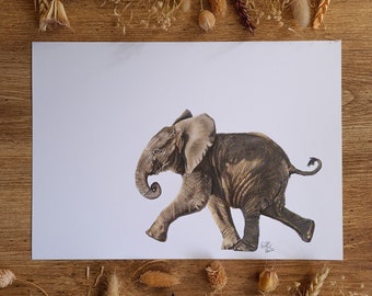 Elephant Wildlife Print | Elephante Parade | Wildlife Print | Baby Elephant Print | A4 Unmounted | African Wildlife | Wall Art | Artwork