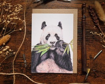 de voeux d'ours panda | Carte vierge A6 | Carte mignonne | Toutes les occasions | de voeux de faune sauvage | Célébration