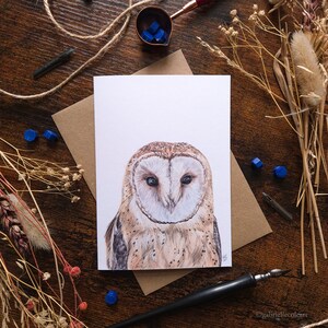 de voeux d'illustration de hibou | Effraie des clochers | Illustration de la faune | Carte vierge A6 | de voeux de faune sauvage | Toute occasion