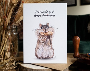 Carte d'anniversaire Chipmunk | Je suis fou pour toi | Joyeux anniversaire | Carte vierge A6 | Carte de la faune