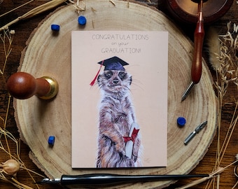 Congratulations Graduation Card | Graduation Meerkat | Greeting Card | A6 Blank Card