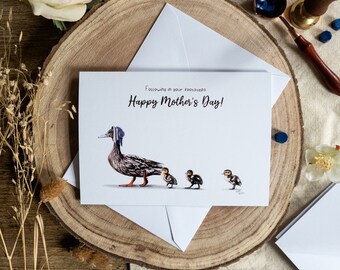 Mother's Day Card | Happy Mother's Day | Mother Duck | Following In Your Footsteps | A6 Blank Card