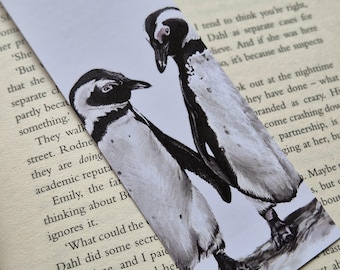 Marque-page pingouin | Marque-page animal sauvage | Illustration animale | Couple de pingouins
