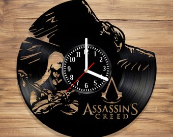 Assassin’s Creed Vinyl Wall Record Clock Video Game Assassin Desmond Ezio Art Decorate Home Style UNIQUE GIFT idea for Him Her (12 inches)