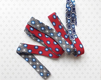 3 Metres of 25mm Red, Blue & Navy African Wax Print Bias Binding / Seam Tape / 100% Soft Cotton