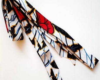 Bias Binding - 3 Metres of 25mm Cotton Red, White & Navy Blue African Wax Print Bias Tape / Seam Tape.  100% Soft Cotton.