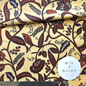 Brown and Beige African Wax Print / Ankara / Kente Fabric By The Yard / Metre. 100% Cotton. Sewing, Crafting And Quilting.