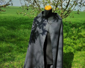100 % Wool Cloak, Dark Grey color, Medieval Cloak, Semicircle shape, Viking Medieval Cloak, Half Circle Cloak