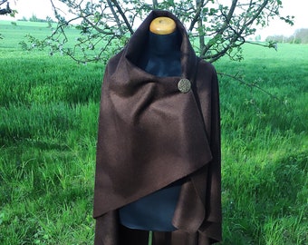 100 % Wool Cloak, Dark Brown color, Medieval Cloak, Squre shape, Viking Medieval Cloak