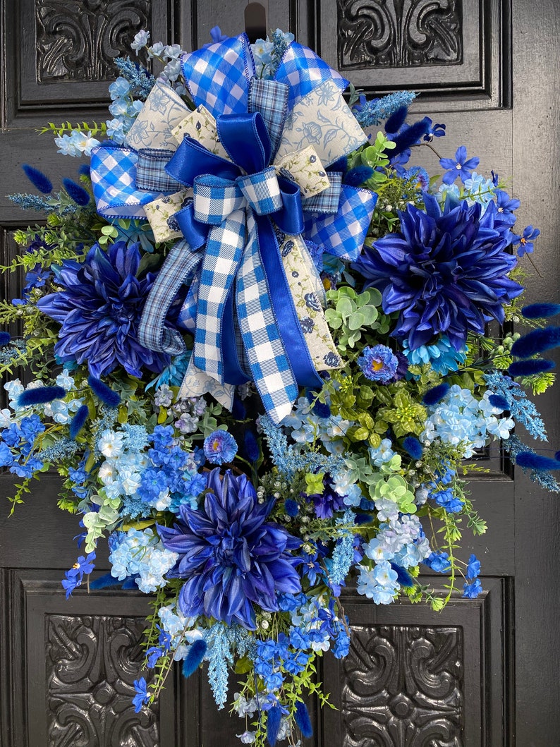 Blue Grapevine wreath summer wreath spring wreath Mothers | Etsy