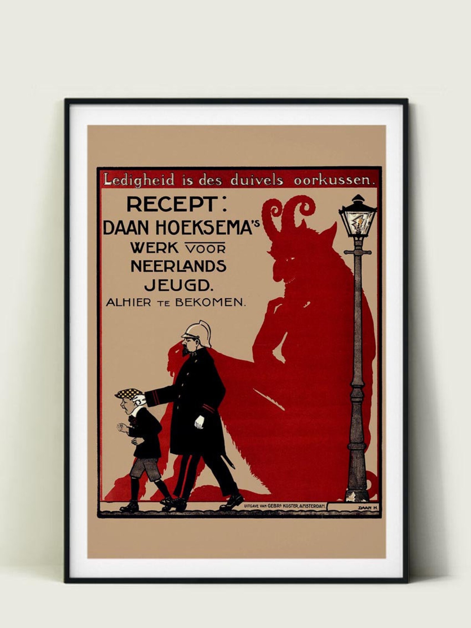 Vintage Dutch Art Poster Ledigheid is des duivels Vintage Dutch Art Poster Ledigheid is des duivels