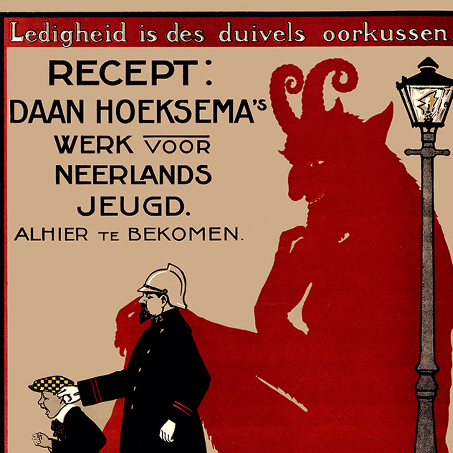 Vintage Dutch Art Poster Ledigheid is des duivels Vintage Dutch Art Poster Ledigheid is des duivels