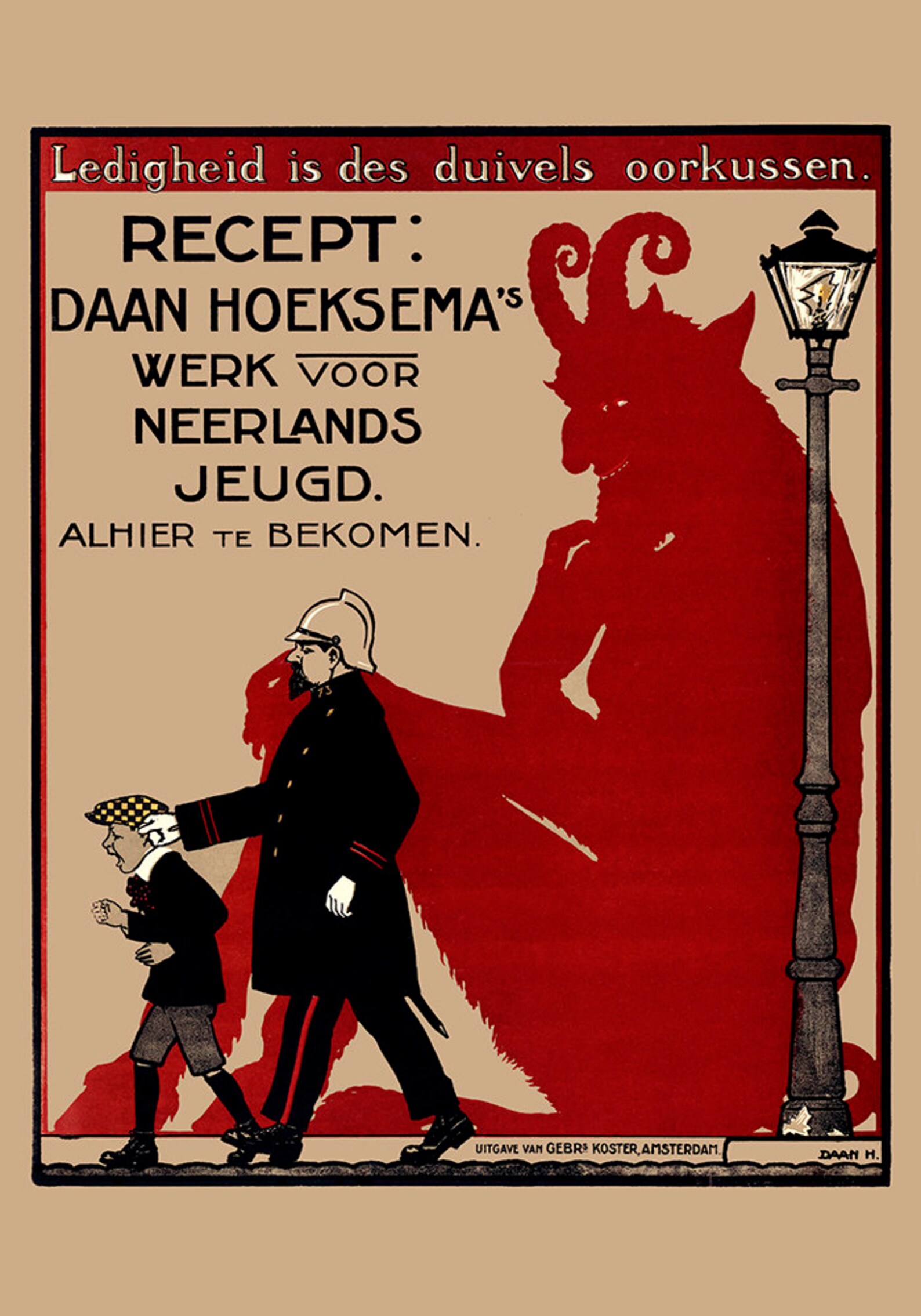 Vintage Dutch Art Poster Ledigheid is des duivels Vintage Dutch Art Poster Ledigheid is des duivels