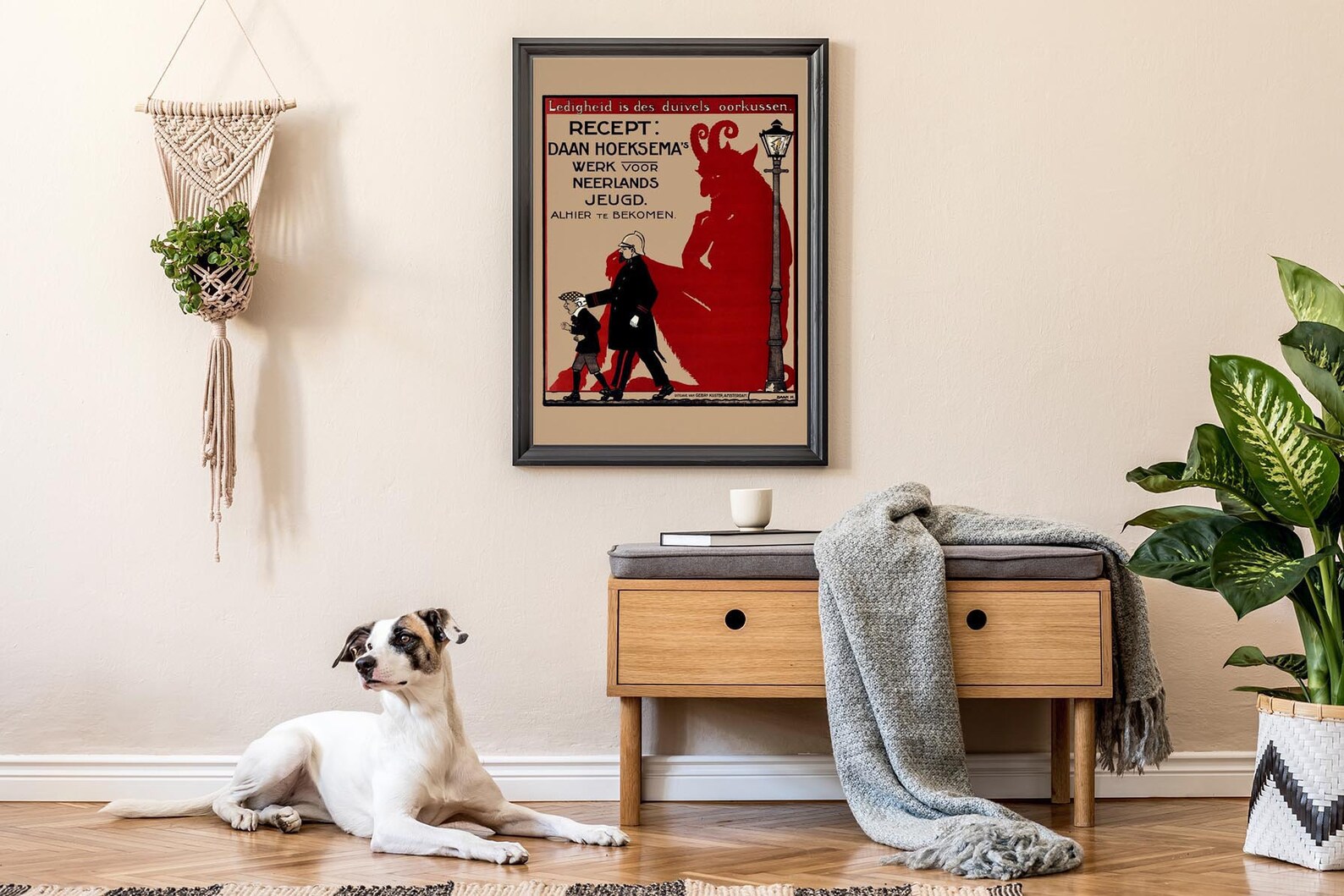 Vintage Dutch Art Poster Ledigheid is des duivels Vintage Dutch Art Poster Ledigheid is des duivels