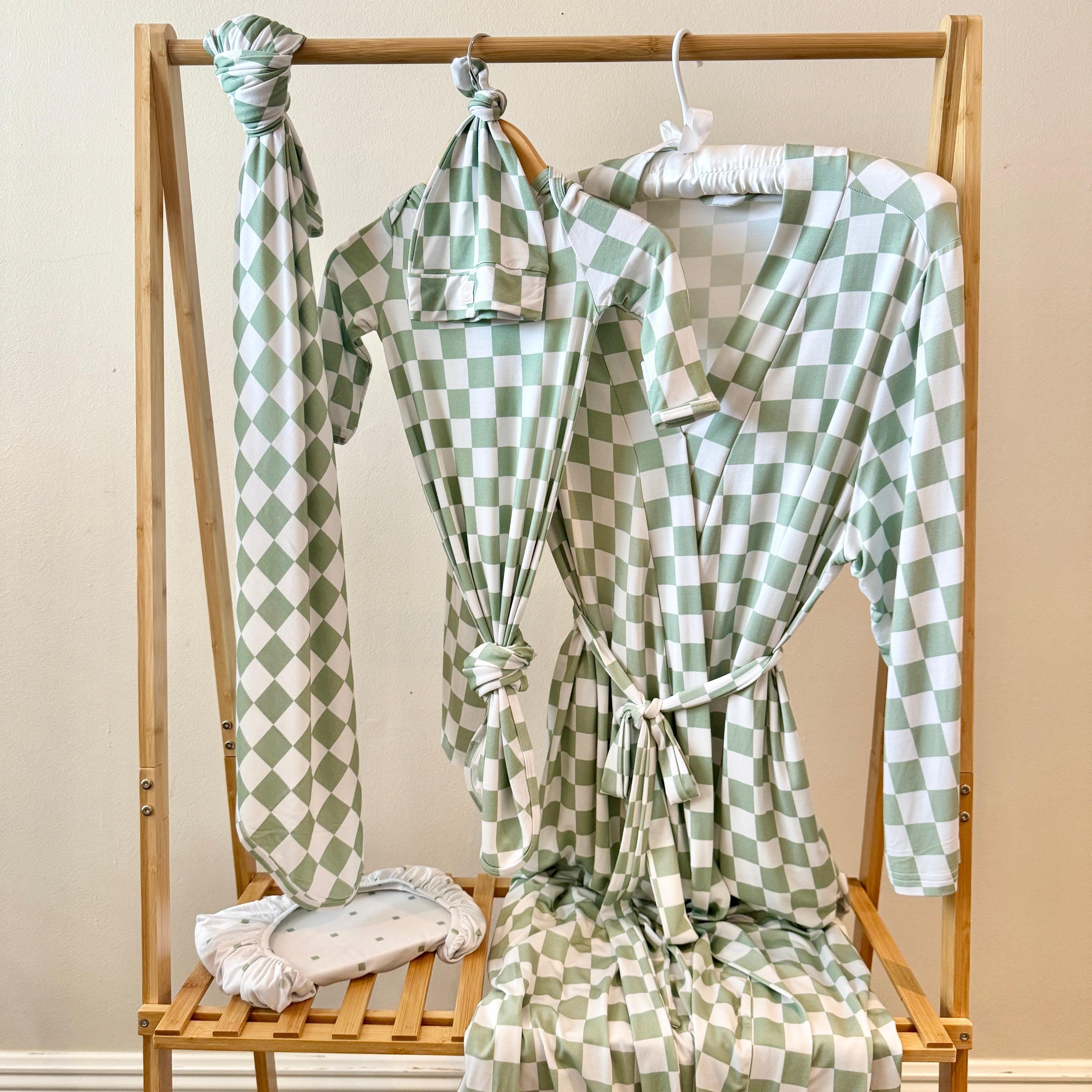 爆買いしたくなる - Robe Maternity Sage Etsy - Robe Me & Mommy Checkerboard, ロンパース・カバーオール