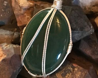 B0010 Jade Gemstone in Hand Crafted Cage