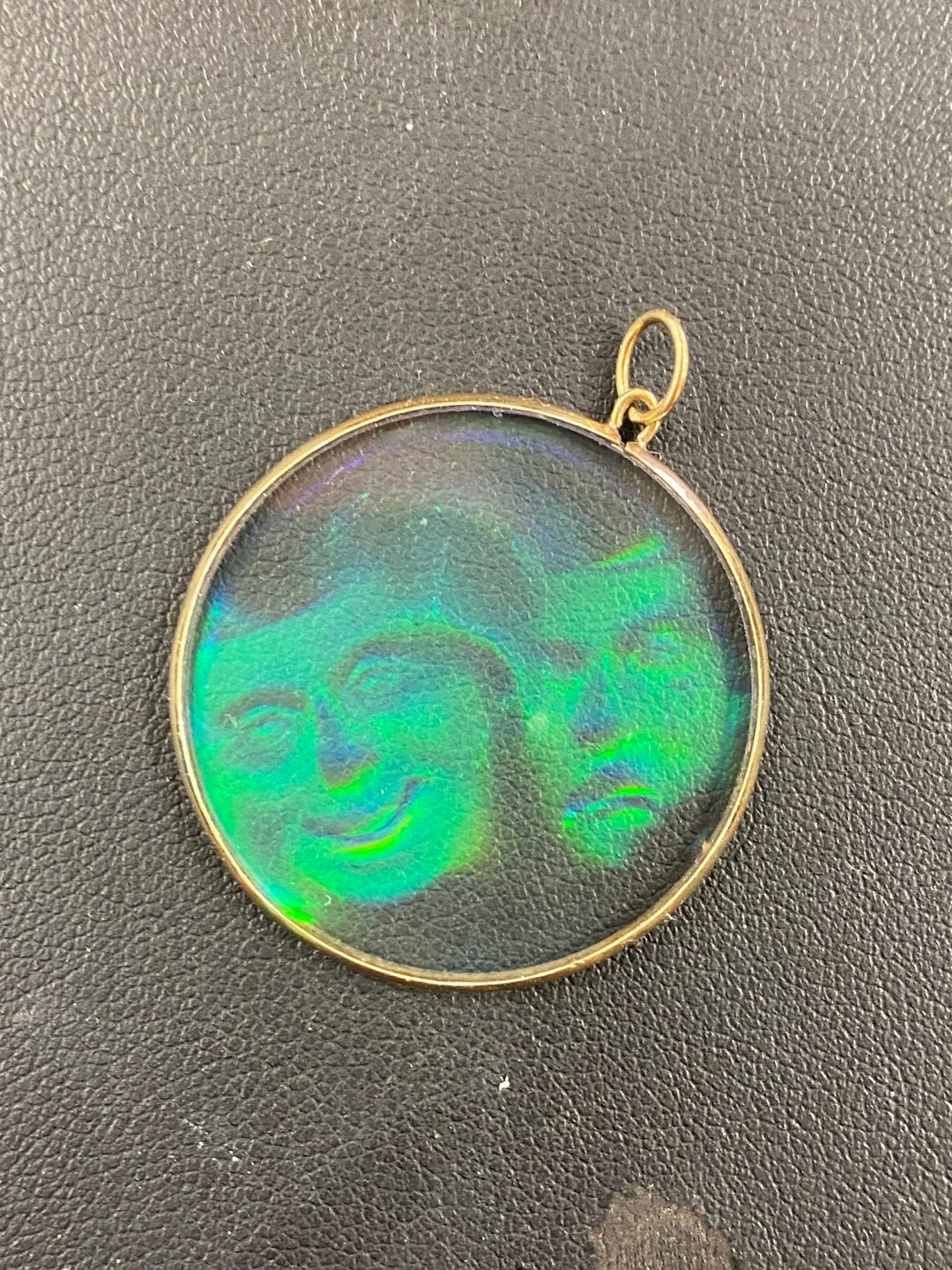 Gold Hologram Drama Masks Pendant Etsy