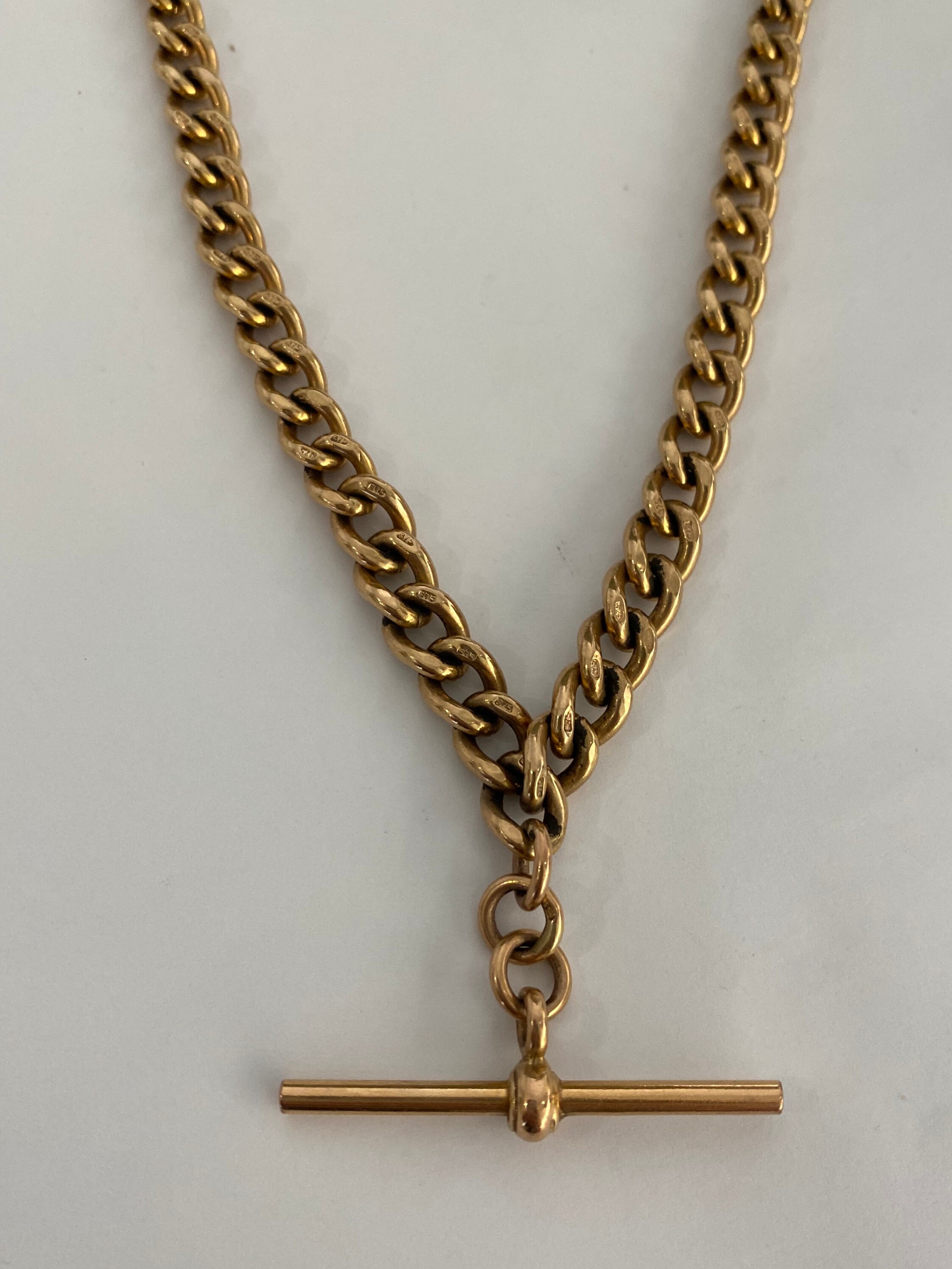 925 Sterling Silver Albert Chain Necklace T Bar Dog Clip 48g Heavy 14-16.5  Inch | eBay