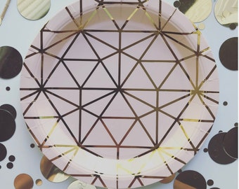 pink and gold plates