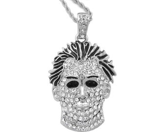 Iced Michael Myers Pendant 18&quot;,20&quot;, 24&quot; Cuban Rope Box Chain Hip Hop Necklace