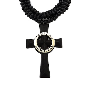 Veritas Aequitas Cruz Colgante Colgante 6mm/30&quot; Abalorios de Madera Cadena Collar de Moda