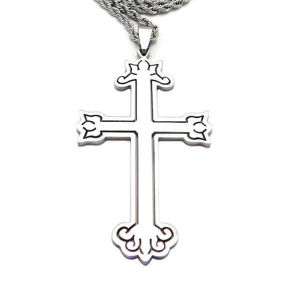 New Dark Lotus Cross 2mm 18" 20" 24" Stainless Steel Pendant & Rope Chain Hip Hop Necklace