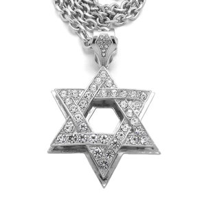 New Iced Out 6 Point Star Pendant  7mm/18&quot;,20&quot;,24&quot; Link Chain Hip Hop Fashion Necklaces