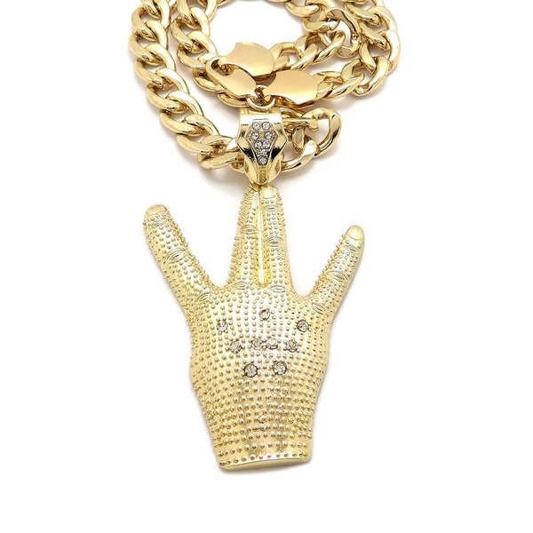 New Iced West Side Hand Pendant 11mm/18",20" or 24" Cuban Chain Hip Hop Necklace