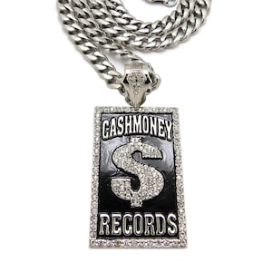 Iced Out Cash Money Records Pendant 9mm/24&quot;,30&quot; Stainless Steel Cuban Chain Hip Hop Necklace